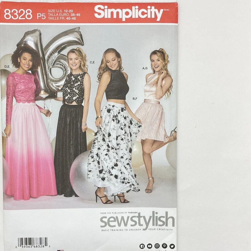 Pattern Misses Special Occasion Separate Formal Dress Skirt Crop Simplicity 8328
